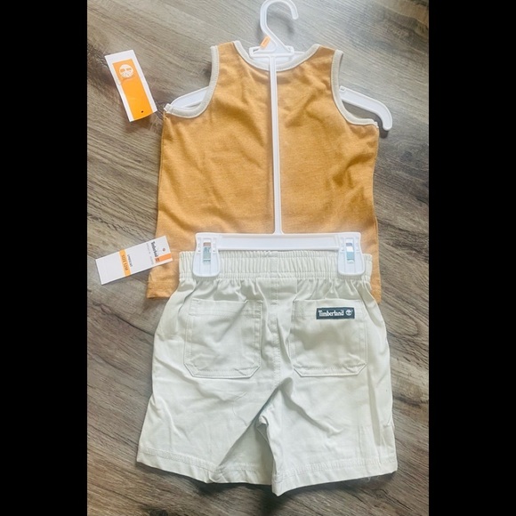 Timberland Boys 2 Piece Tan Logo Tank and Shorts NWT Size 12 Months NWT. - Picture 2 of 6
